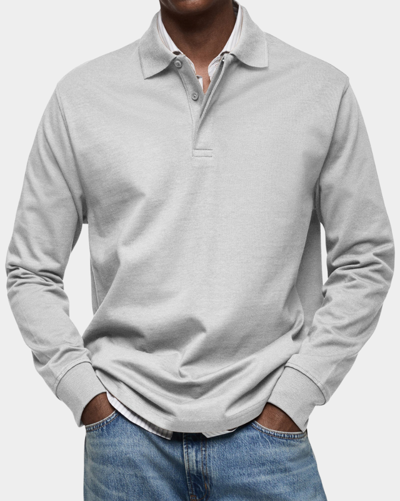 Charles | Classic Long-Sleeve Polo — White — Alfa Empire, view 4
