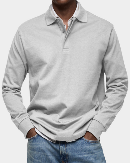 Charles | Classic Long-Sleeve Polo — White — Alfa Empire, view 4