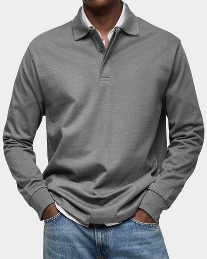 Charles | Classic Long-Sleeve Polo — Grey — Alfa Empire, view 5