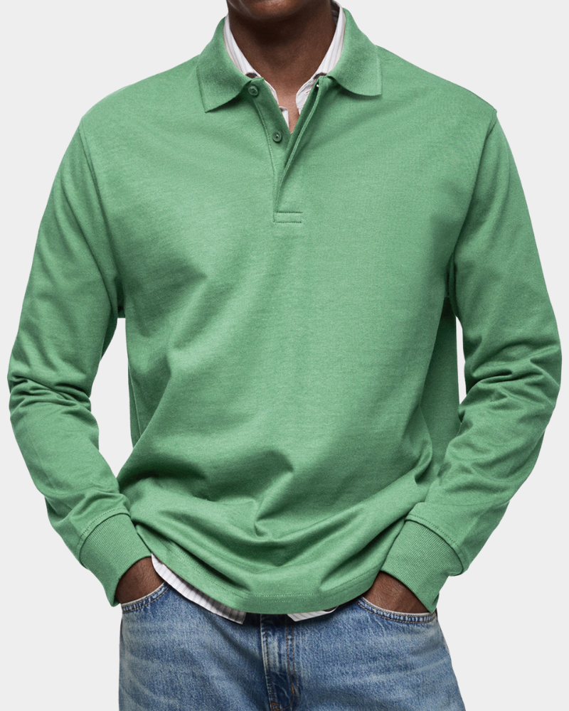 Charles | Classic Long-Sleeve Polo — Green — Alfa Empire, view 6
