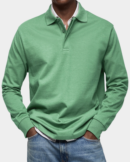 Charles | Classic Long-Sleeve Polo — Green — Alfa Empire, view 6