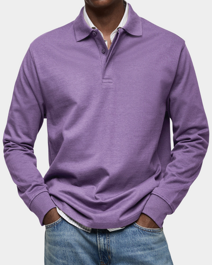 Charles | Classic Long-Sleeve Polo — Violet — Alfa Empire, view 8