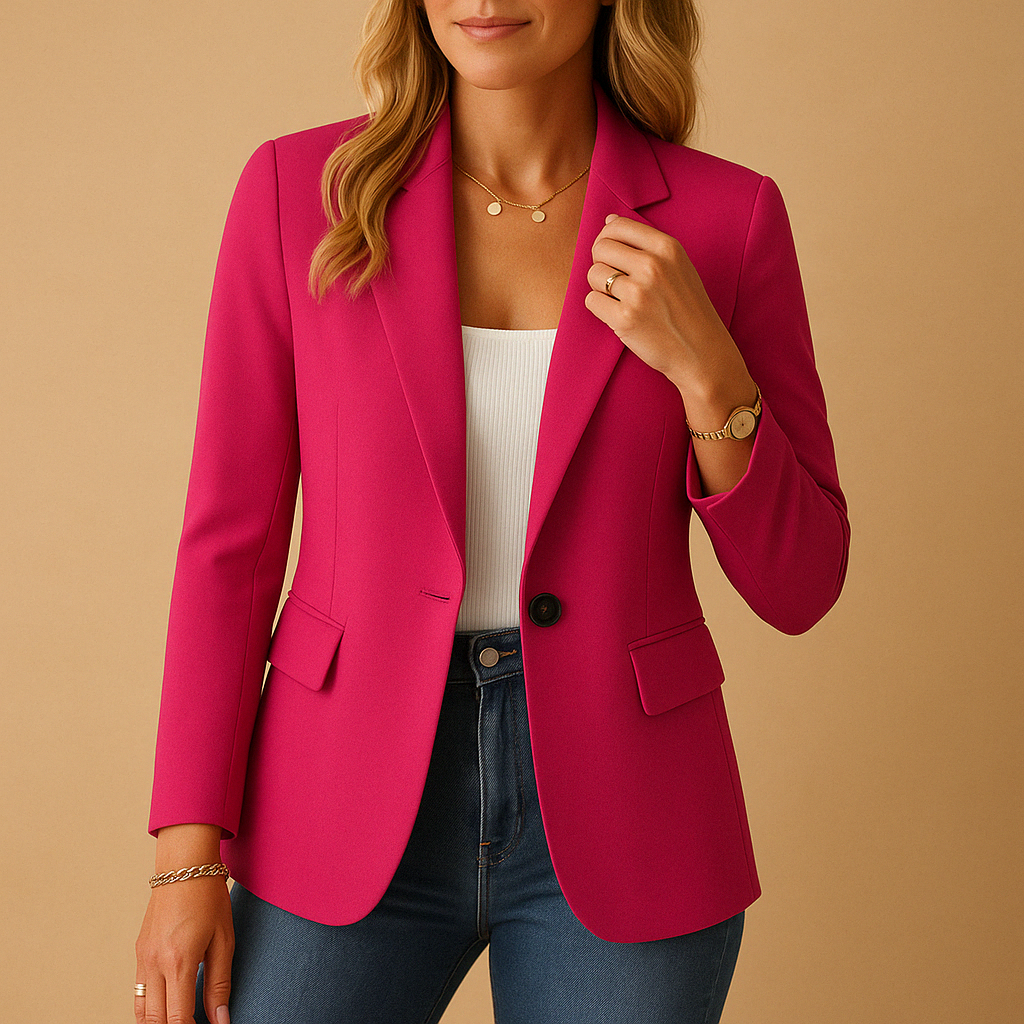 Charlotte | Tailored Single-Breasted Blazer — Pink — Alfa Empire, view 2