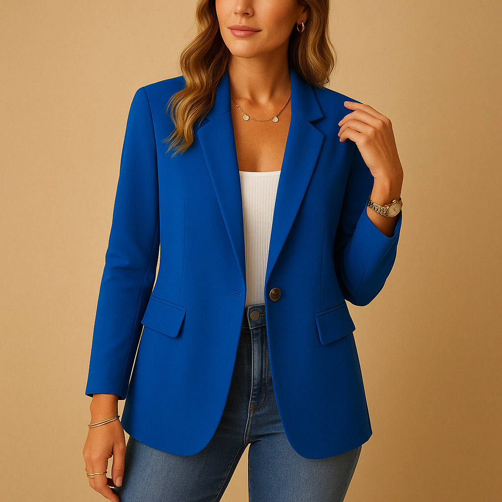 Charlotte | Tailored Single-Breasted Blazer — Blue — Alfa Empire, view 6
