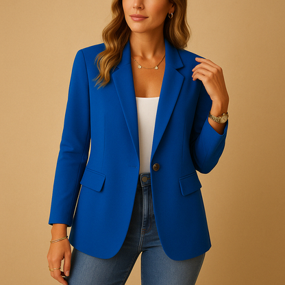 Charlotte | Tailored Single-Breasted Blazer — Blue — Alfa Empire, view 6