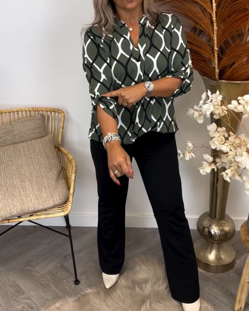 Christabel | Casual Long-Sleeve Patterned Blouse — Alfa Empire, view 2