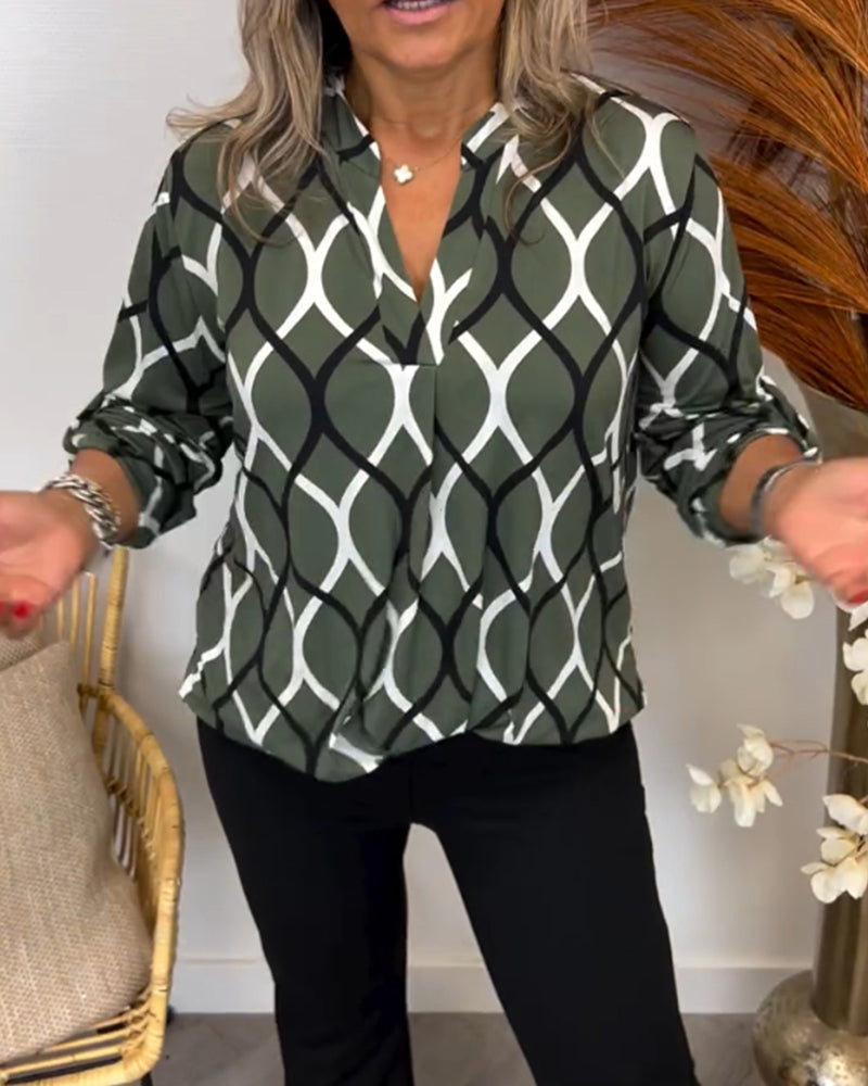 Christabel | Casual Long-Sleeve Patterned Blouse — Alfa Empire, view 3