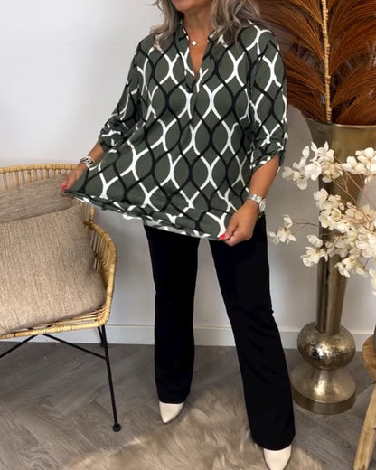 Christabel | Casual Long-Sleeve Patterned Blouse — Alfa Empire, view 4