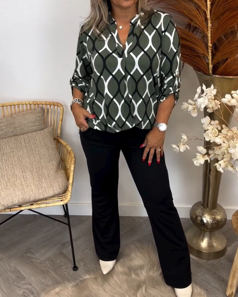 Christabel | Casual Long-Sleeve Patterned Blouse — Alfa Empire, view 5