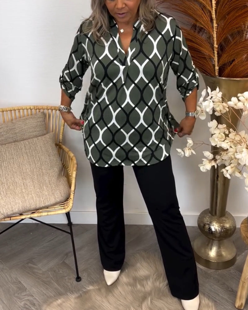 Christabel | Casual Long-Sleeve Patterned Blouse — Alfa Empire, view 6