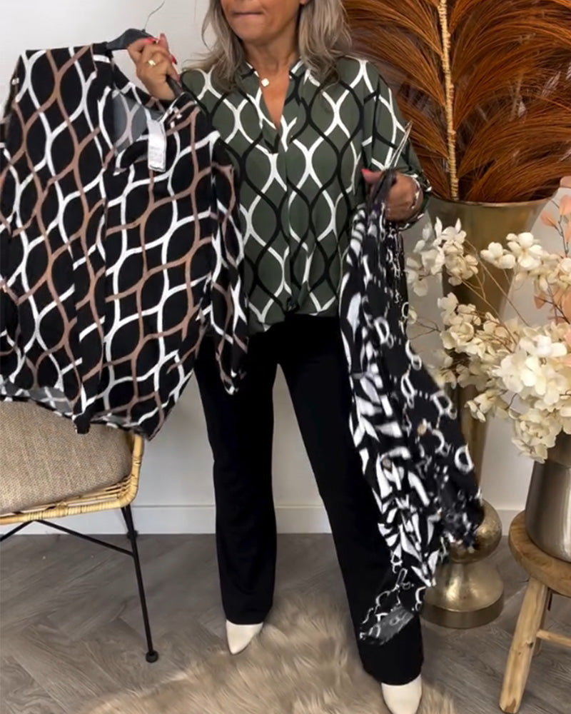 Christabel | Casual Long-Sleeve Patterned Blouse — Alfa Empire, view 9