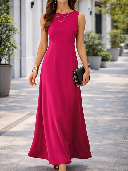 Ciara | Casual Sleeveless Maxi Tank Dress — Pink — Alfa Empire, view 9