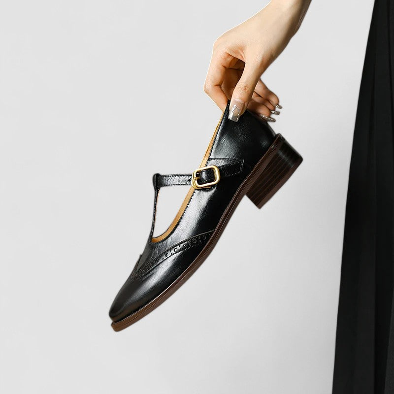 Claudia | Classic T-Bar Mary Jane Flat Shoes — Alfa Empire, view 9