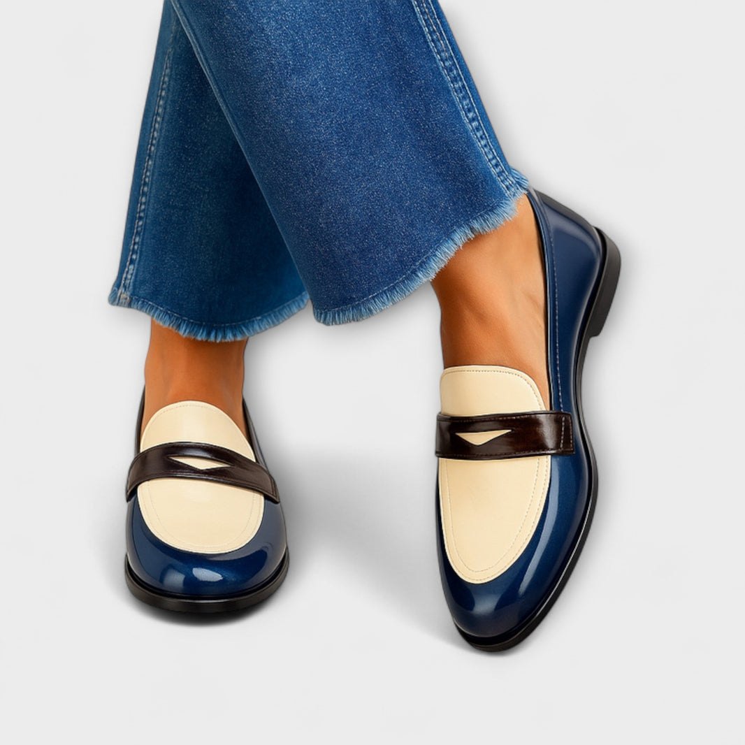 Claudine | Refined Two Tone Contrast Loafers — White — Alfa Empire, view 1