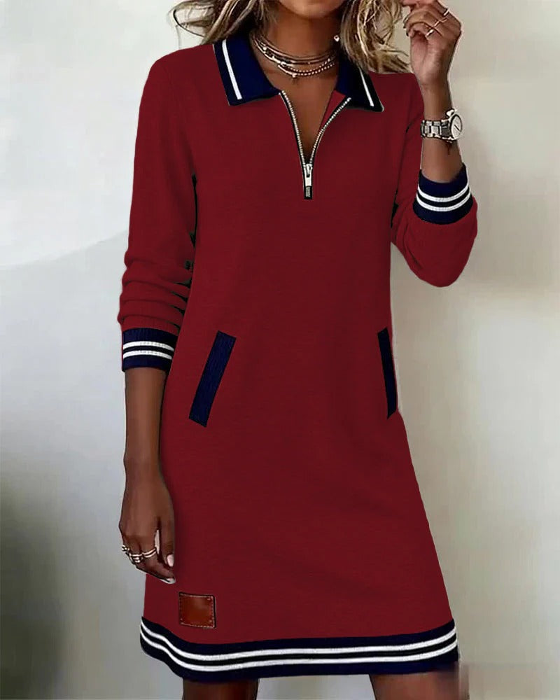 Colette | Chic Long Sleeve Collar Dress — Alfa Empire, view 9