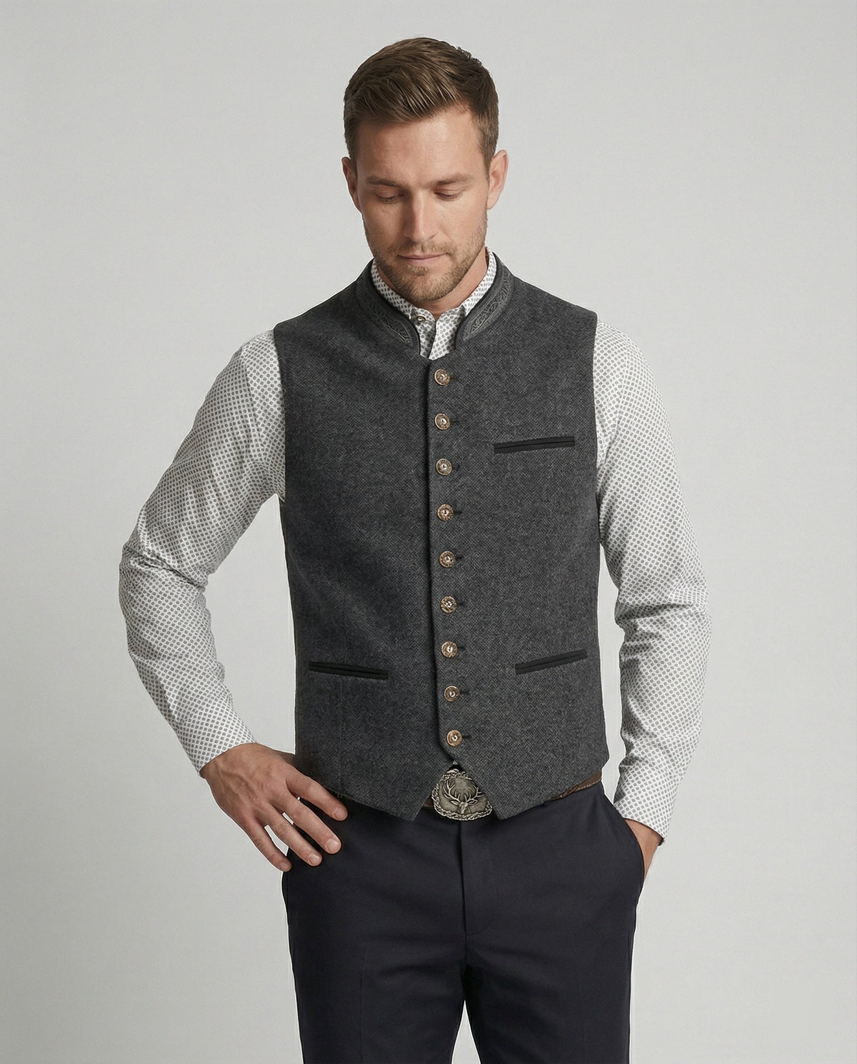 Conrad | Traditional Stand-Collar Waistcoat — Alfa Empire, view 2