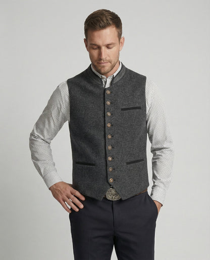 Conrad | Traditional Stand-Collar Waistcoat — Alfa Empire, view 2