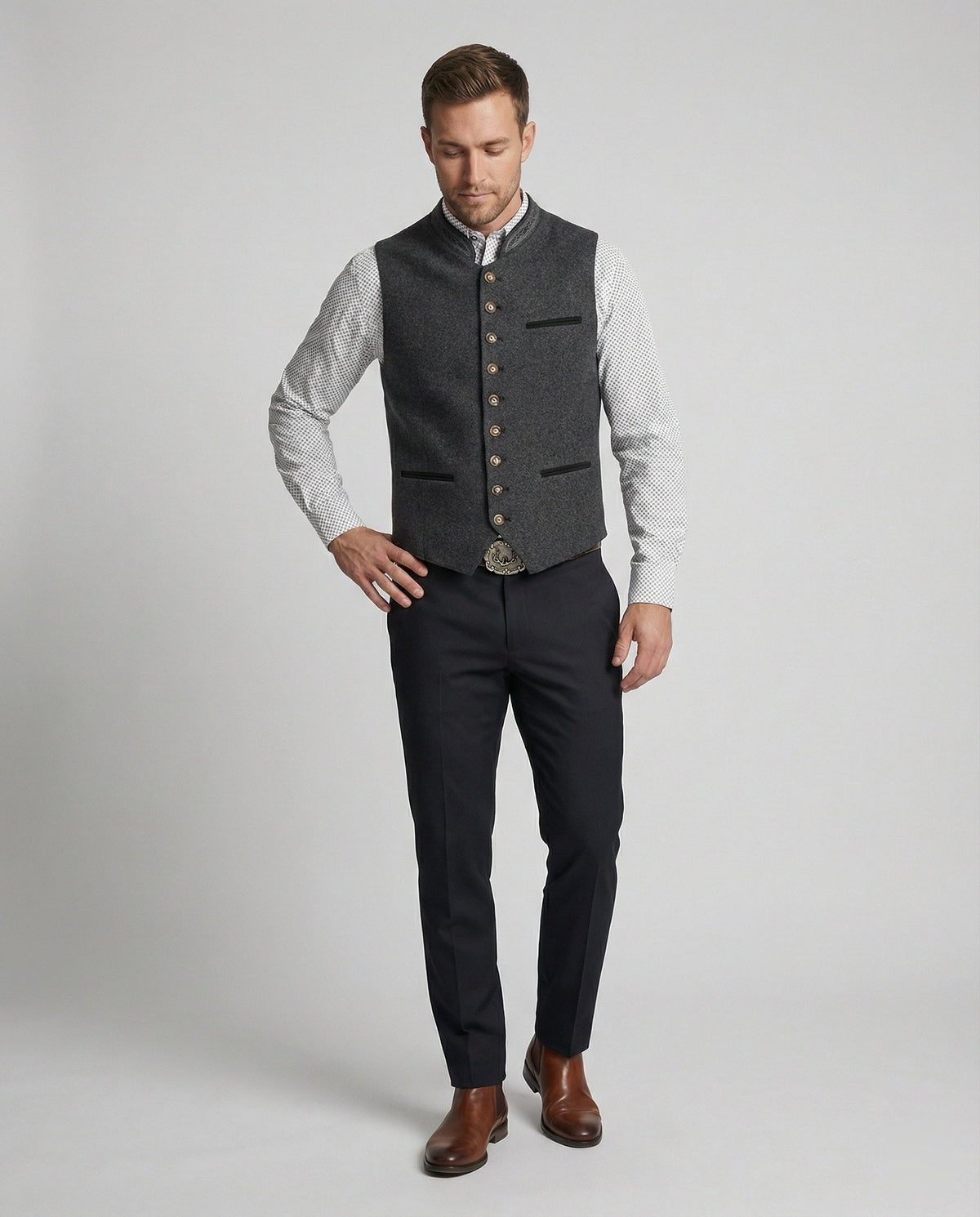 Conrad | Traditional Stand-Collar Waistcoat — Alfa Empire, view 4