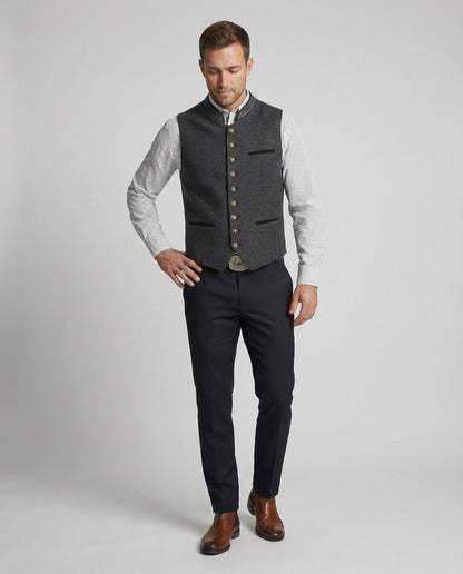 Conrad | Traditional Stand-Collar Waistcoat — Alfa Empire, view 4