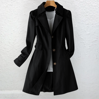 Cordelia | Vintage Trench Collar Coat — Black — Alfa Empire, view 2