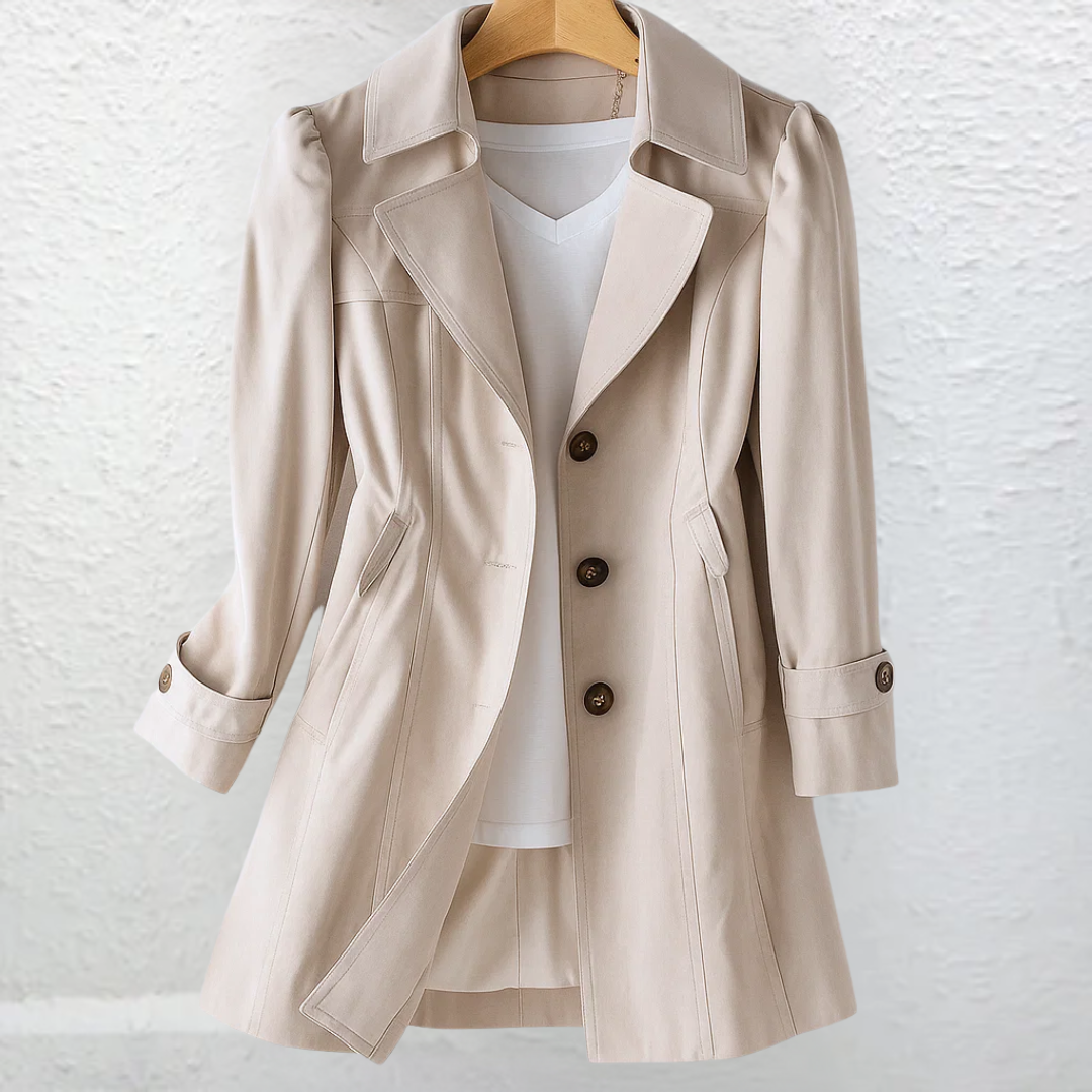 Cordelia | Vintage Trench Collar Coat — Beige — Alfa Empire, view 5