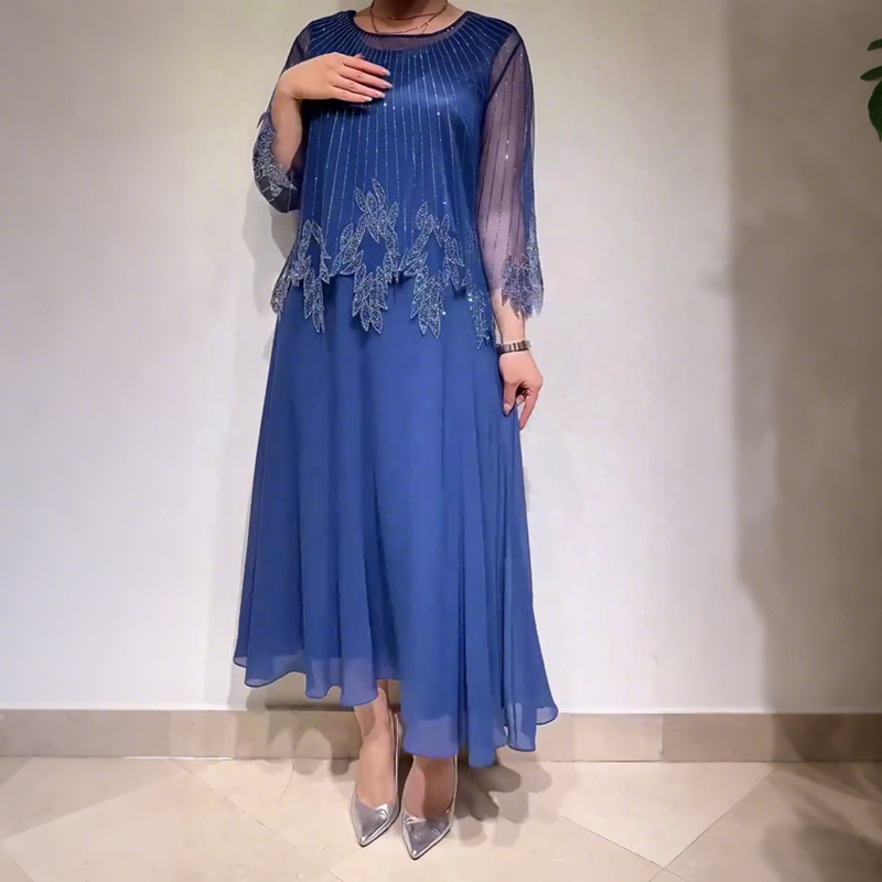 Cordelia | Modern Casual Midi Dress — Blue — Alfa Empire, view 5
