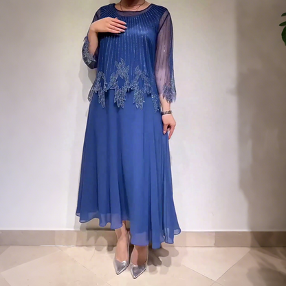 Cordelia | Modern Casual Midi Dress — Blue — Alfa Empire, view 5