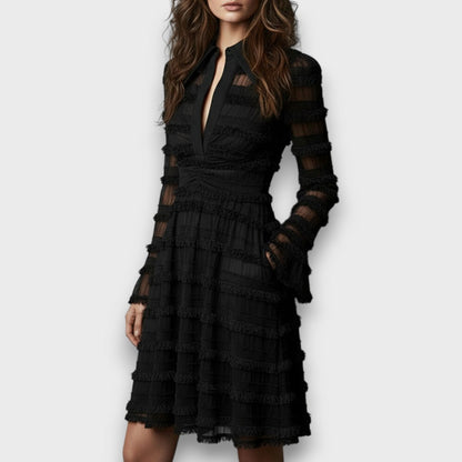 Cornelia | Timeless V-Neck Long Sleeve Dress — Alfa Empire, view 3