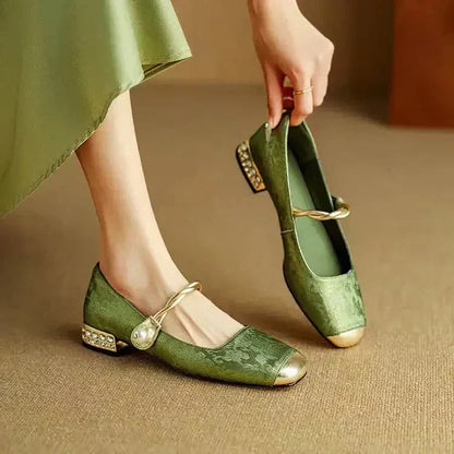 Daisy | Vintage Braided Pearl Strap Shoes — Alfa Empire, view 1
