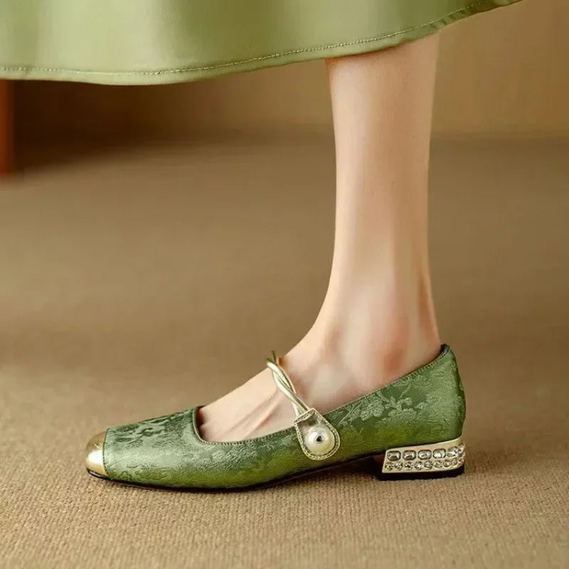 Daisy | Vintage Braided Pearl Strap Shoes — Alfa Empire, view 2