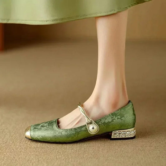 Daisy | Vintage Braided Pearl Strap Shoes — Alfa Empire, view 2