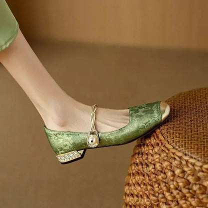 Daisy | Vintage Braided Pearl Strap Shoes — Alfa Empire, view 4