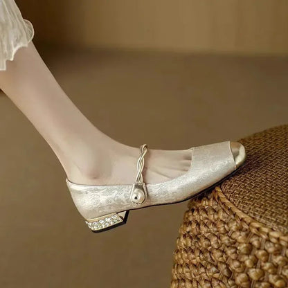Daisy | Vintage Braided Pearl Strap Shoes — Alfa Empire, view 9
