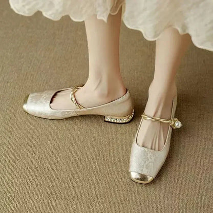 Daisy | Vintage Braided Pearl Strap Shoes — Alfa Empire, view 11