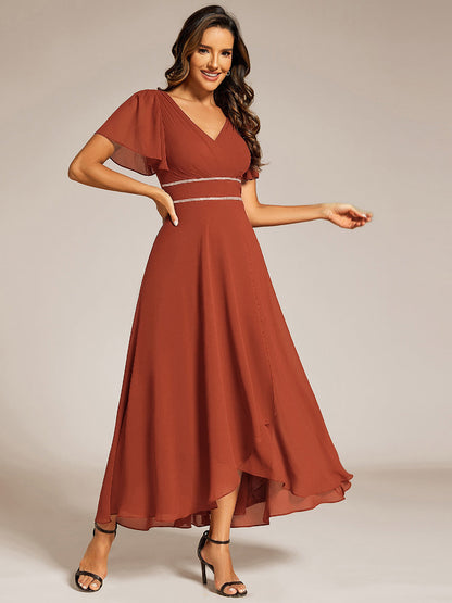 Chiffon High-Low Flowy Wedding Guest Dress