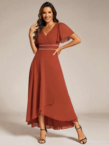 Chiffon High-Low Flowy Wedding Guest Dress