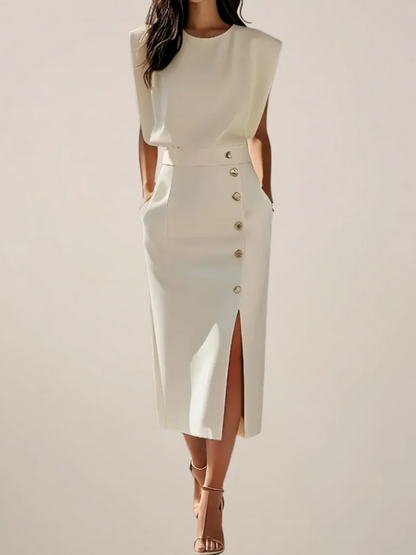 Dalia | Midi Dress with Side Slit — Alfa Empire, view 1