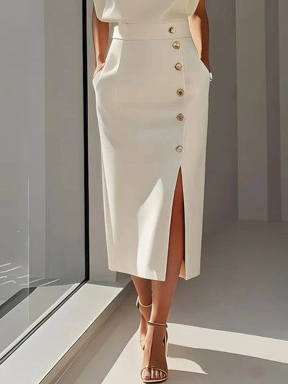 Dalia | Midi Dress with Side Slit — Alfa Empire, view 3
