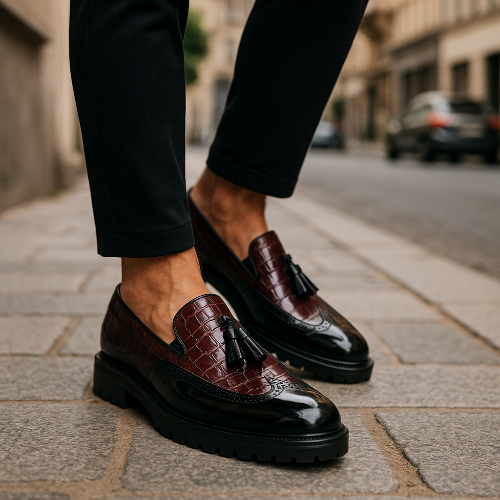 Dalton | Croc-Embossed Tassels Loafers — Alfa Empire, view 4
