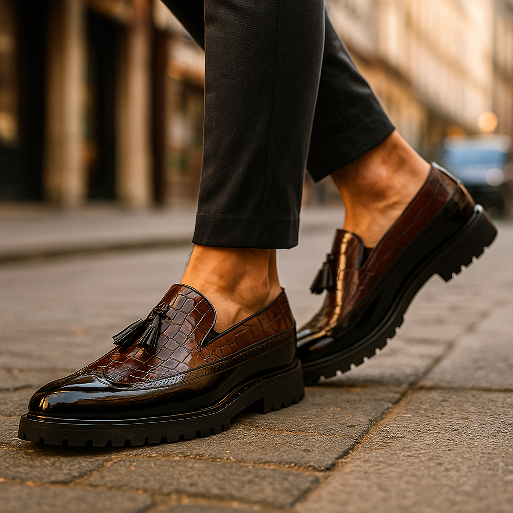 Dalton | Croc-Embossed Tassels Loafers — Alfa Empire, view 5