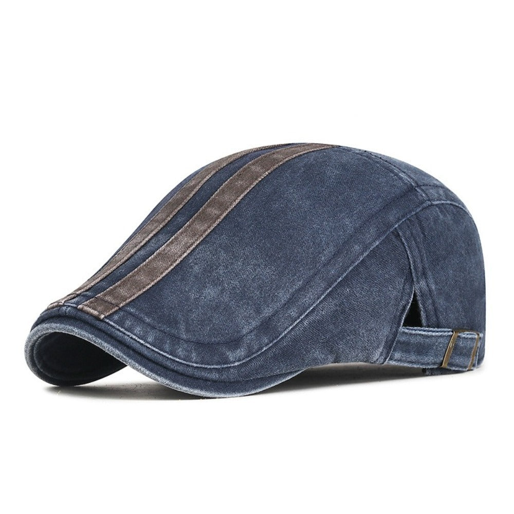 Daniel | Vintage Stripe Flat Cap — Varsity Blue — Alfa Empire, view 1