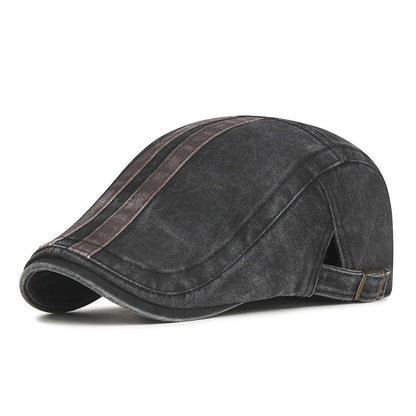 Daniel | Vintage Stripe Flat Cap — Derby Black — Alfa Empire, view 4