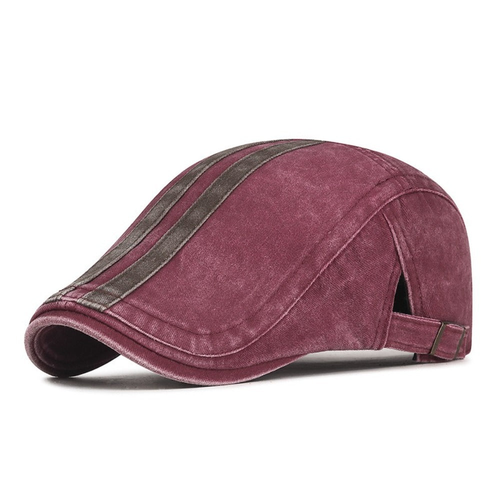 Daniel | Vintage Stripe Flat Cap — Maroon Red — Alfa Empire, view 6