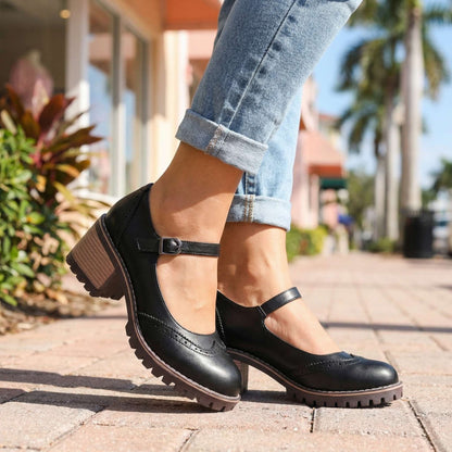 Darcy | Classic T-Strap Close Toe Heels — Alfa Empire, view 1