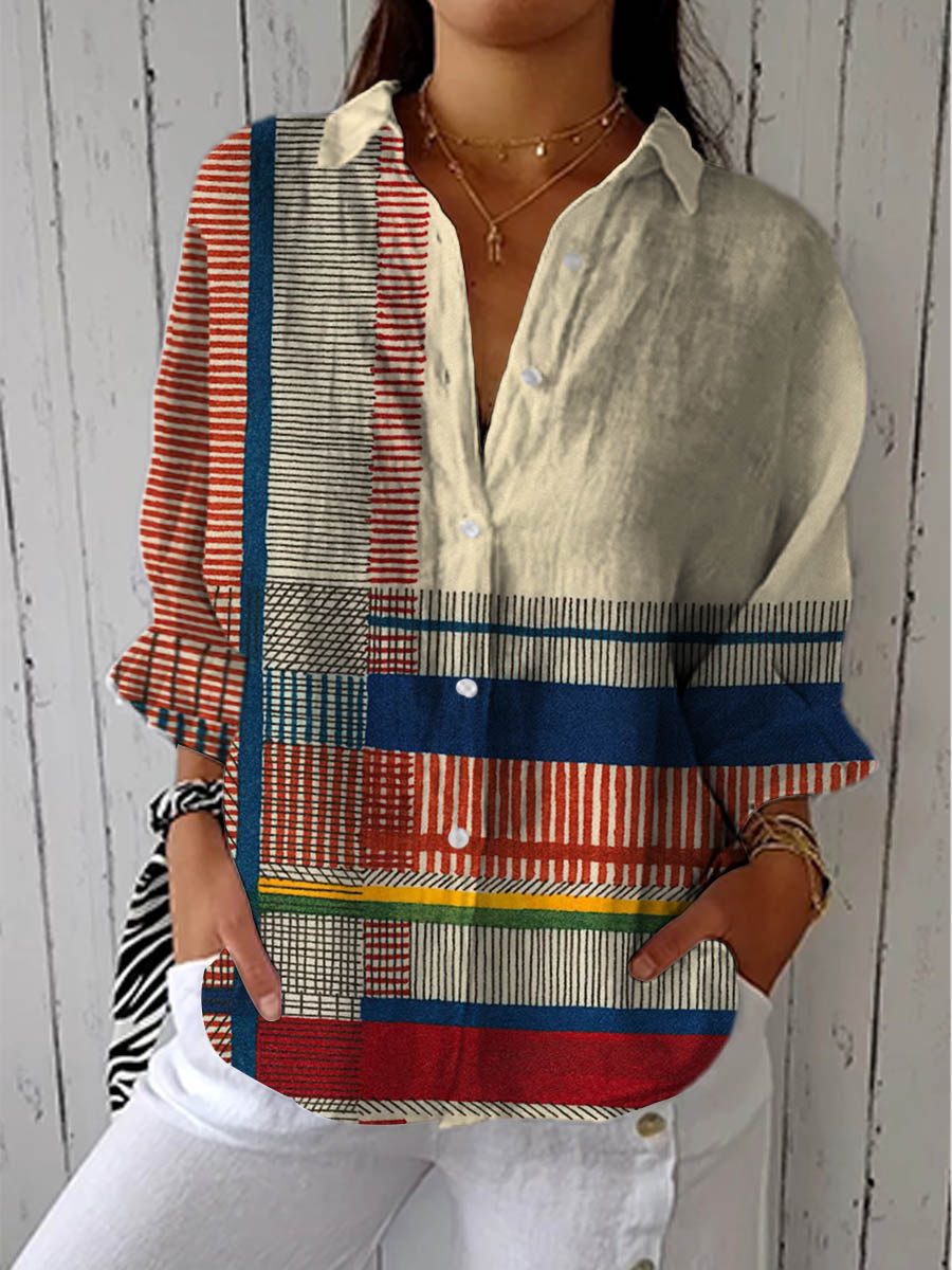 Debra | Classic Artistic Pattern Blouse — MultiColor — Alfa Empire, view 1