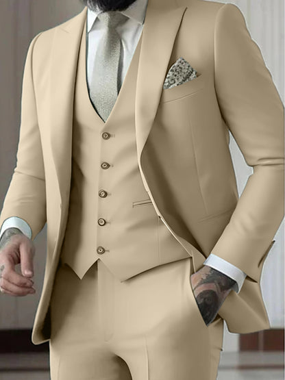 Declan | Classic Single Breasted One-button 3 Pieces Suit — Champagne — Alfa Empire, view 6