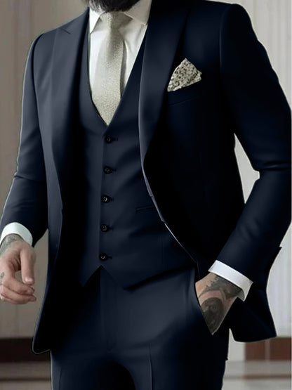 Declan | Classic Single Breasted One-button 3 Pieces Suit — Dark Navy — Alfa Empire, view 7