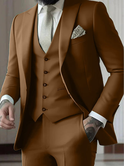Declan | Classic Single Breasted One-button 3 Pieces Suit — Khaki — Alfa Empire, view 8