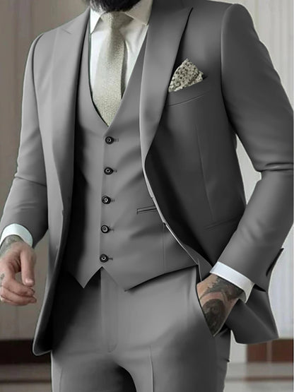 Declan | Classic Single Breasted One-button 3 Pieces Suit — Light Grey — Alfa Empire, view 9