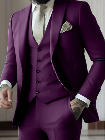 Declan | Classic Single Breasted One-button 3 Pieces Suit — Purple — Alfa Empire, view 13